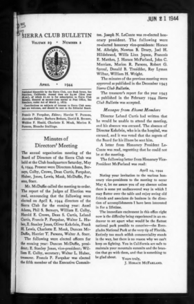 Sierra Club Bulletin 1944 Vol 29 No 2 April thumbnail